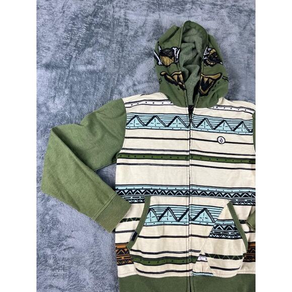 Volcom Women's Green Aztec Striped Full Zip Hoodie Jacket Size M - Picture 5 of 8